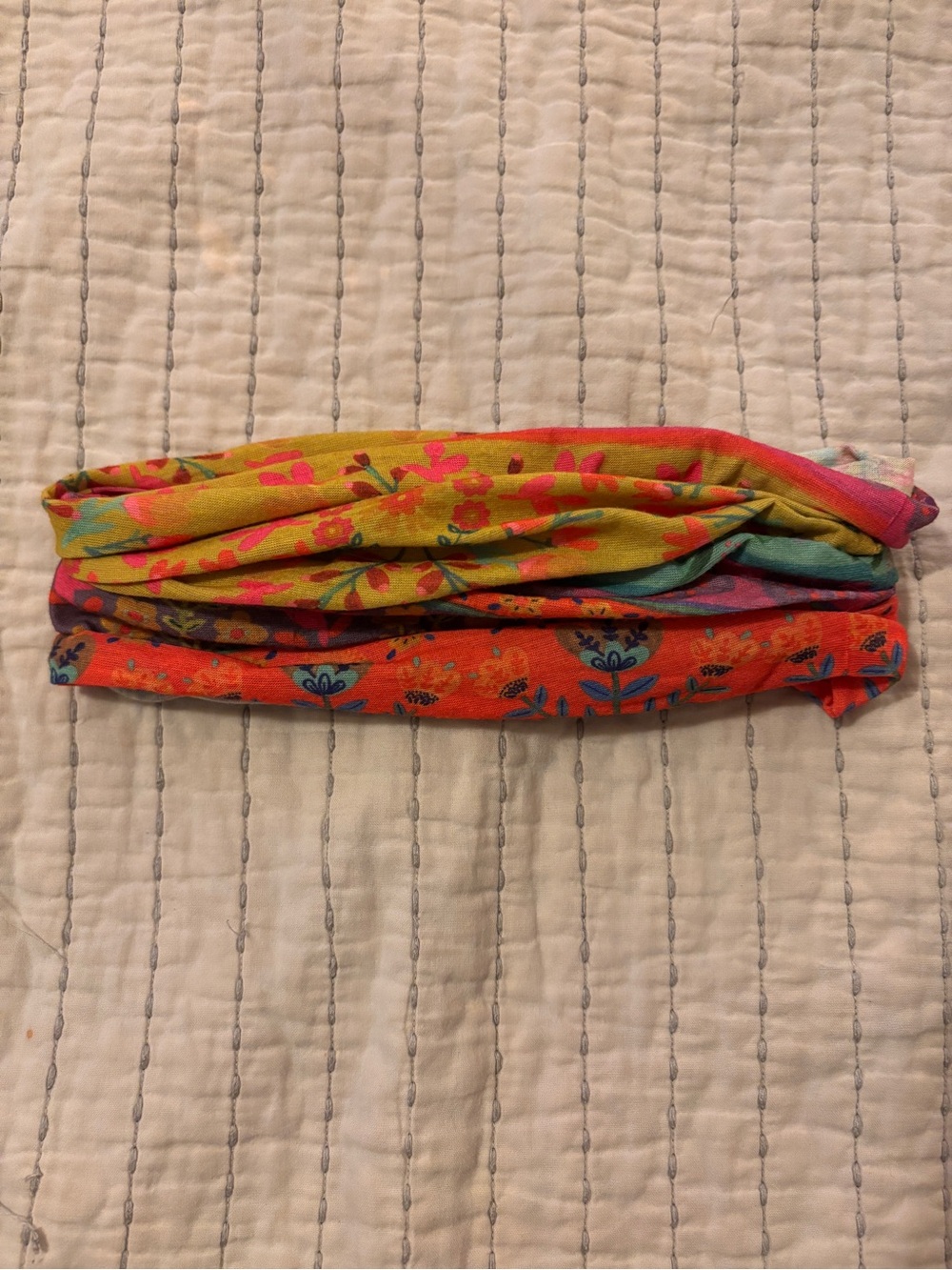 NATURAL LIFE Floral Multi-Color Twist Headband in Yellow Pink Orange